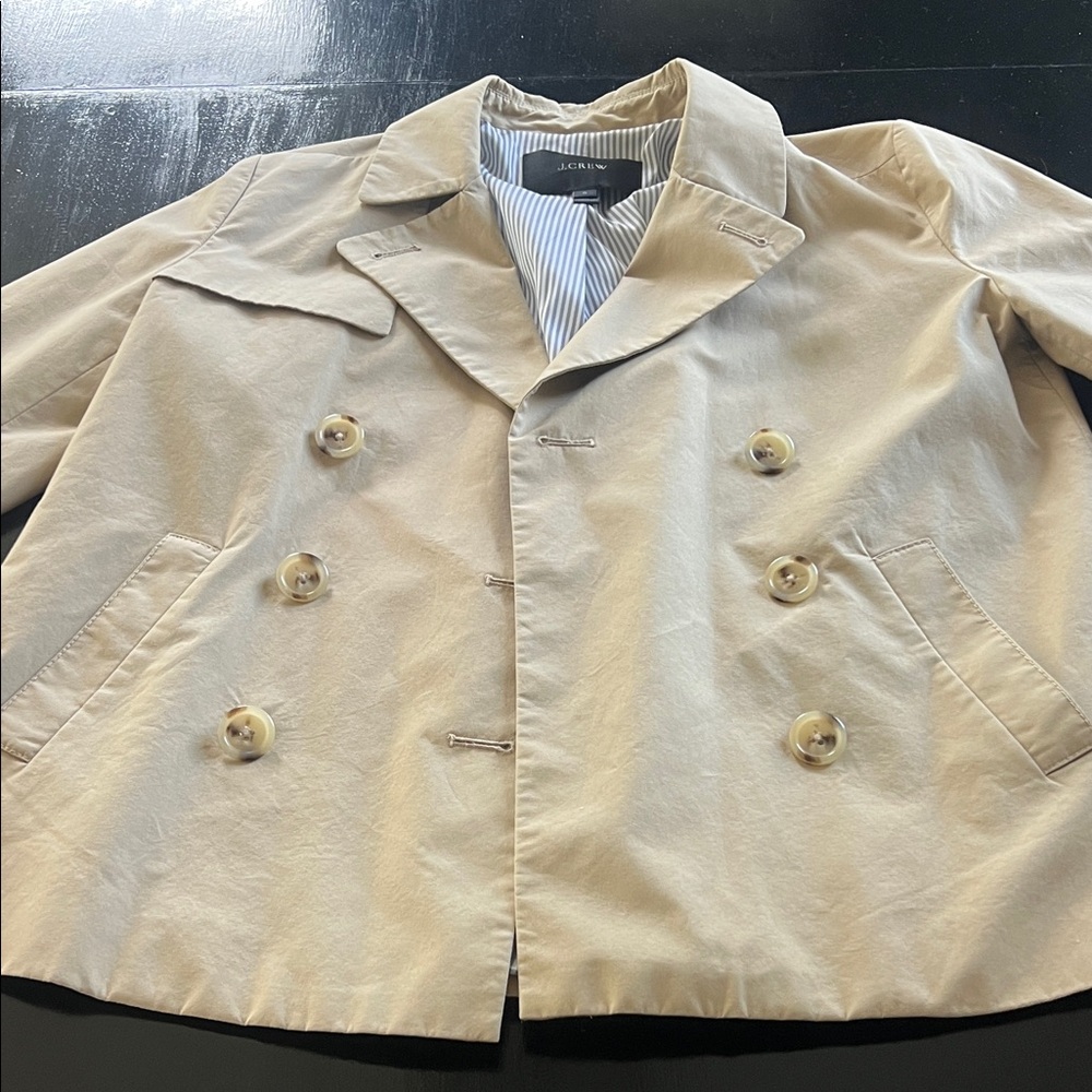 J. Crew Tan Double-Breasted Cropped Trench